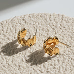 Ellipse Semi-round Mini Hoop Earrings-Gold gembea jewelry