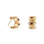Ellipse Semi-round Mini Hoop Earrings-Gold gembea jewelry