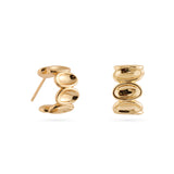 Ellipse Semi-round Mini Hoop Earrings-Gold gembea jewelry
