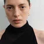 Ellipse Semi-round Mini Hoop Earrings-Gold gembea jewelry