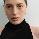 Ellipse Semi-round Mini Hoop Earrings-Gold gembea jewelry