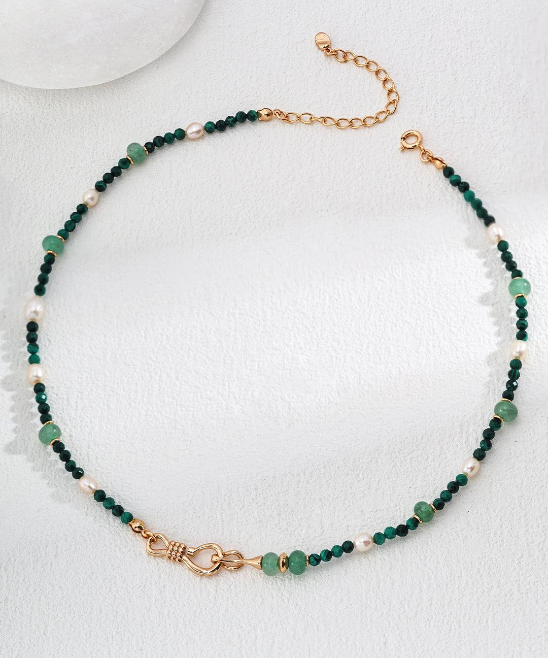 Emerald Green Jadeite Peacock Pearl Necklace - Gembea Jewelry