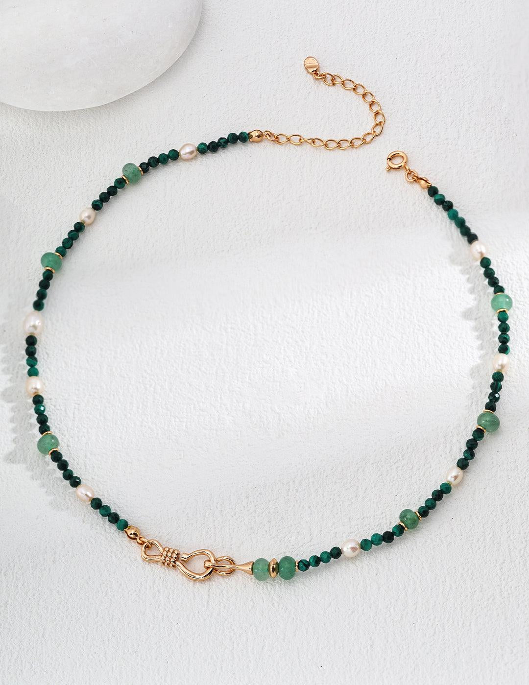 Emerald Green Jadeite Peacock Pearl Necklace - Gembea Jewelry