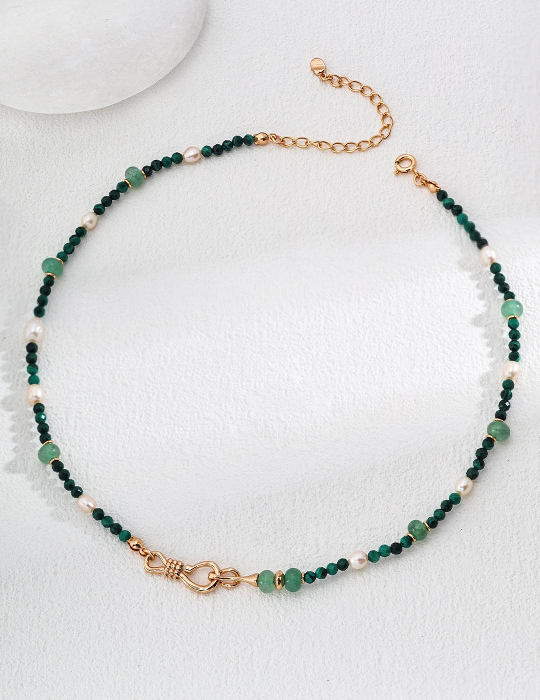 Emerald Green Jadeite Peacock Pearl Necklace - Gembea Jewelry