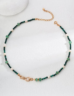 Emerald Green Jadeite Peacock Pearl Necklace - Gembea Jewelry