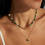 Emerald Green Jadeite Peacock Pearl Necklace - Gembea Jewelry