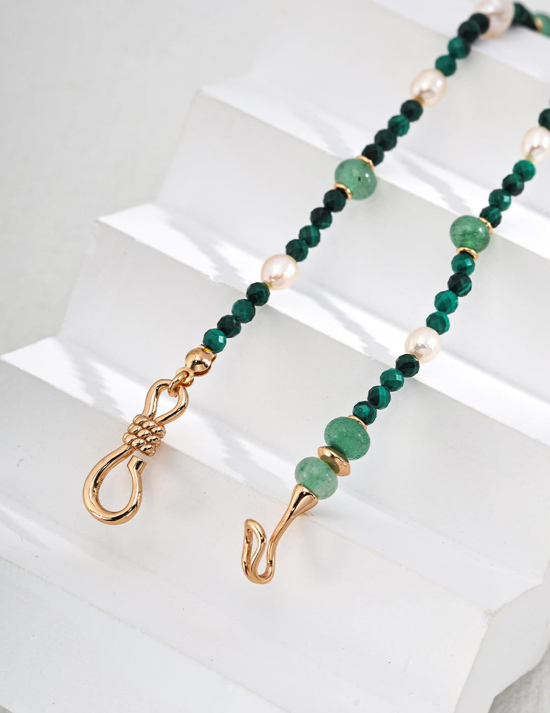 Emerald Green Jadeite Peacock Pearl Necklace - Gembea Jewelry