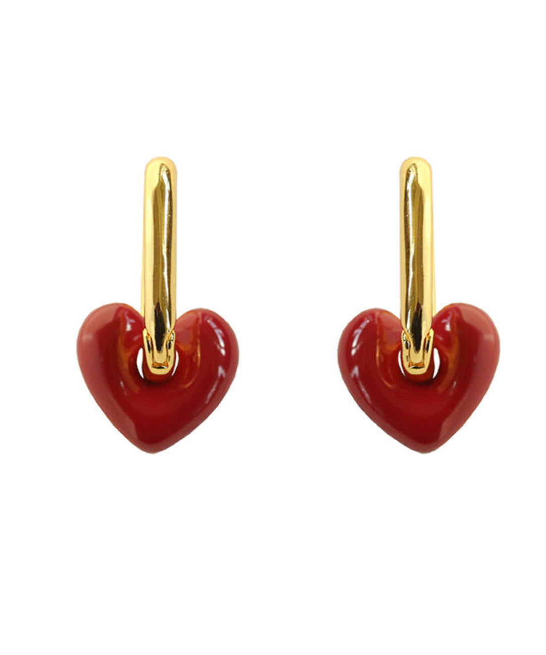 Enamel Red Blue Heart-shaped Hoop Earrings gembea jewelry