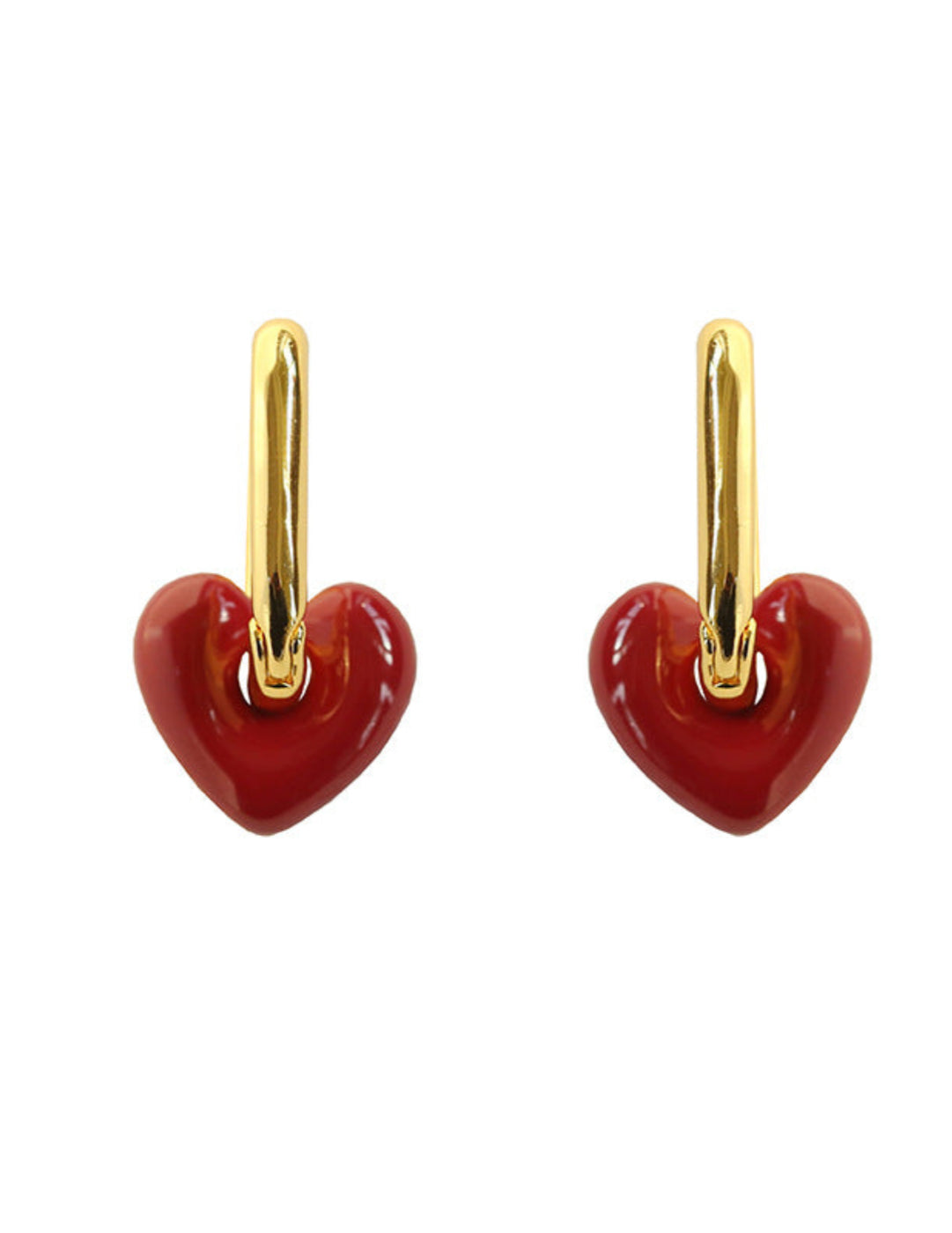 Enamel Red Blue Heart-shaped Hoop Earrings gembea jewelry