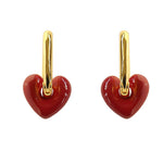 Enamel Red Blue Heart-shaped Hoop Earrings gembea jewelry
