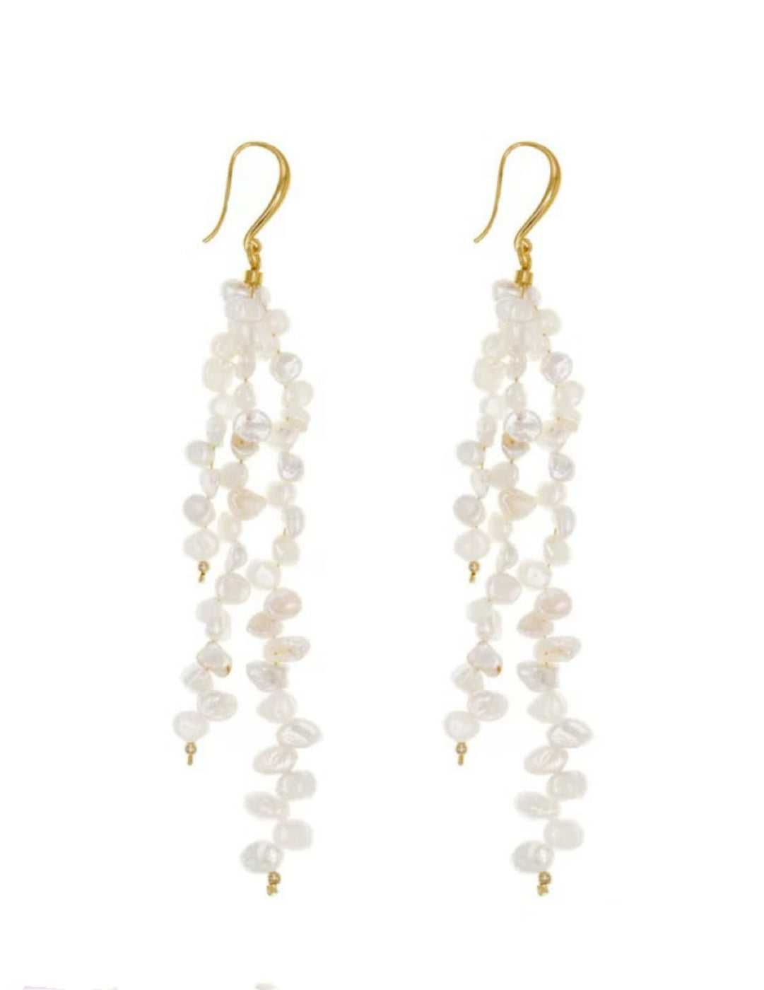 Extra Long Irregular Pearl Drop Earrings gembea jewelry
