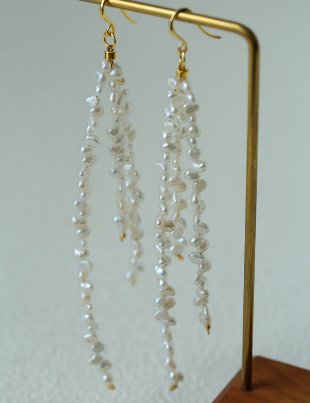 Extra Long Irregular Pearl Drop Earrings gembea jewelry
