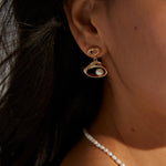 Eye Shaped Pearl Drop Earrings - Gembea Jewelry