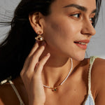 Eye Shaped Pearl Drop Earrings - Gembea Jewelry