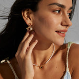 Eye Shaped Pearl Drop Earrings - Gembea Jewelry