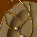 Faceted Beaded Baroque Pearl Necklace-Gembea Jewelry