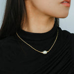 Faceted Beaded Baroque Pearl Necklace-Gembea Jewelry
