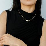 Faceted Beaded Baroque Pearl Necklace-Gembea Jewelry