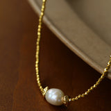 Faceted Beaded Baroque Pearl Necklace-Gembea Jewelry