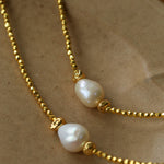 Faceted Beaded Baroque Pearl Necklace-Gembea Jewelry