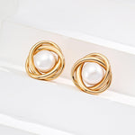 Fashion Spiral Pearl Stud Earrings Sale - Gembea Jewelry
