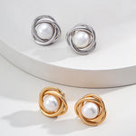 Fashion Spiral Pearl Stud Earrings Sale - Gembea Jewelry