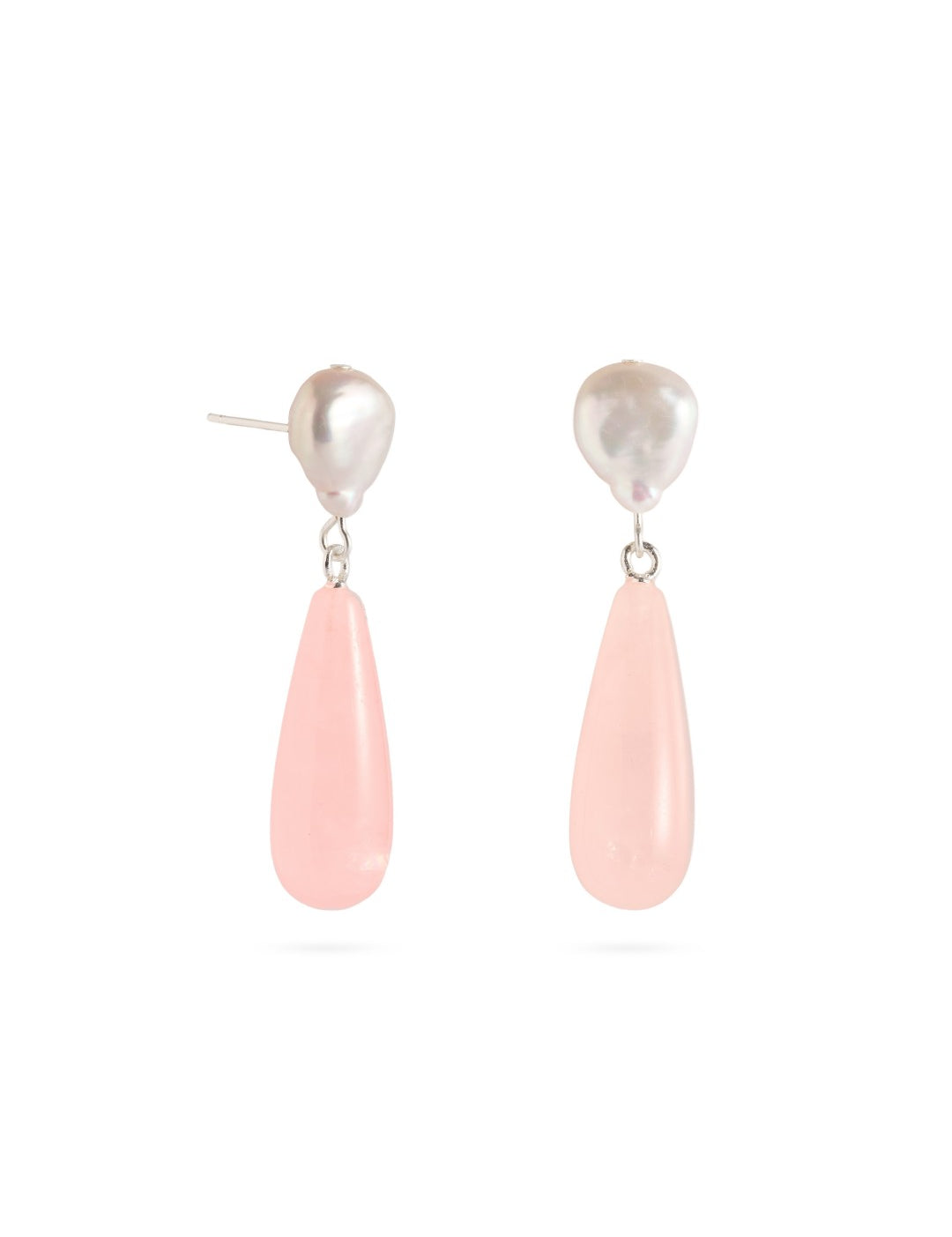 Fig Garden Rose Quartz Baroque Pearl Earrings gembea jewelry