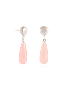 Fig Garden Rose Quartz Baroque Pearl Earrings gembea jewelry