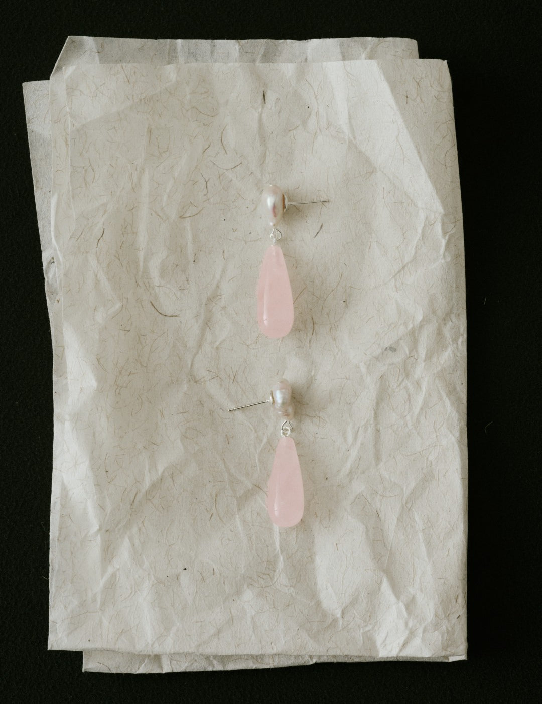 Fig Garden Rose Quartz Baroque Pearl Earrings gembea jewelry