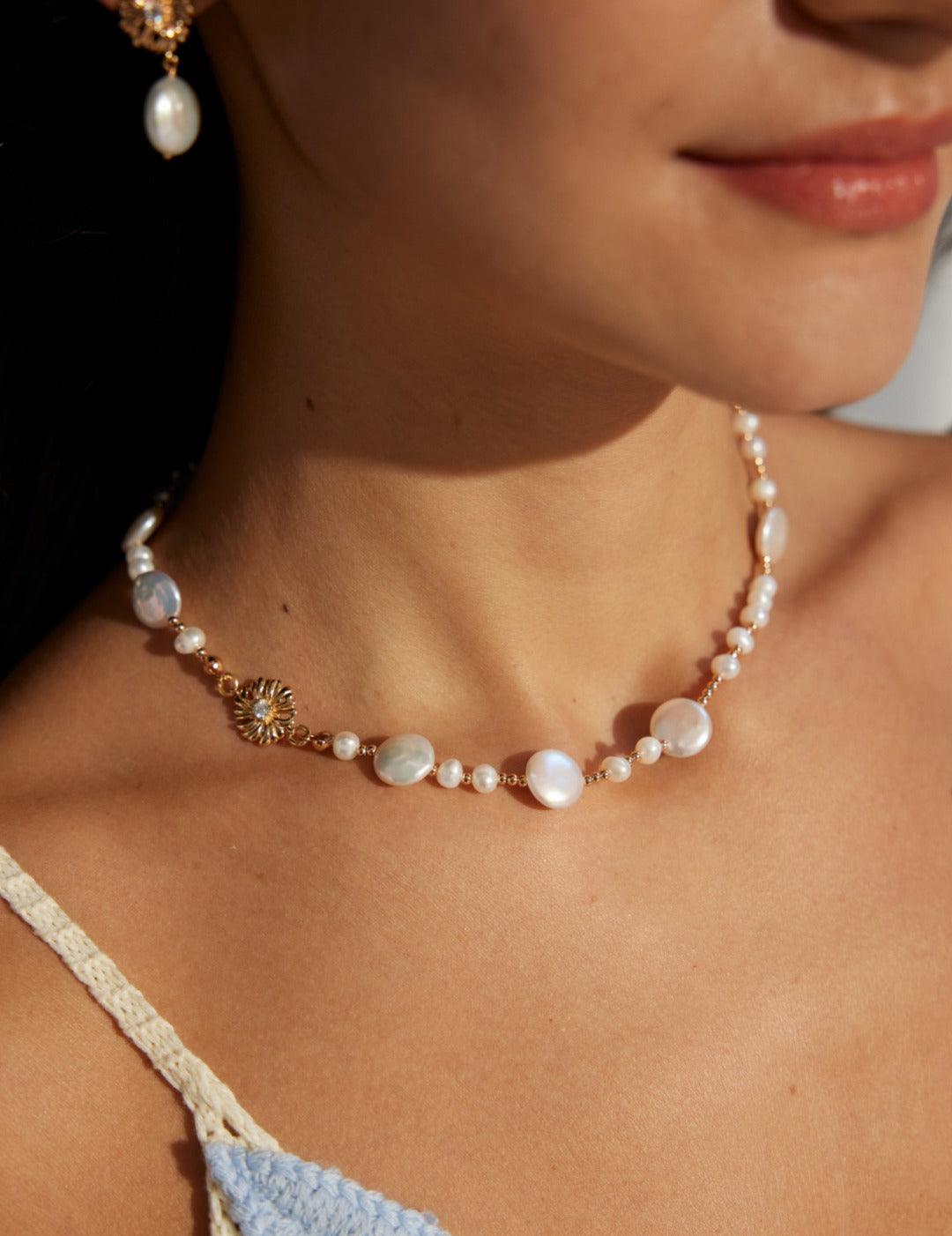 Flat Freshwater Pearl Chain Necklaces - Gembea Jewelry
