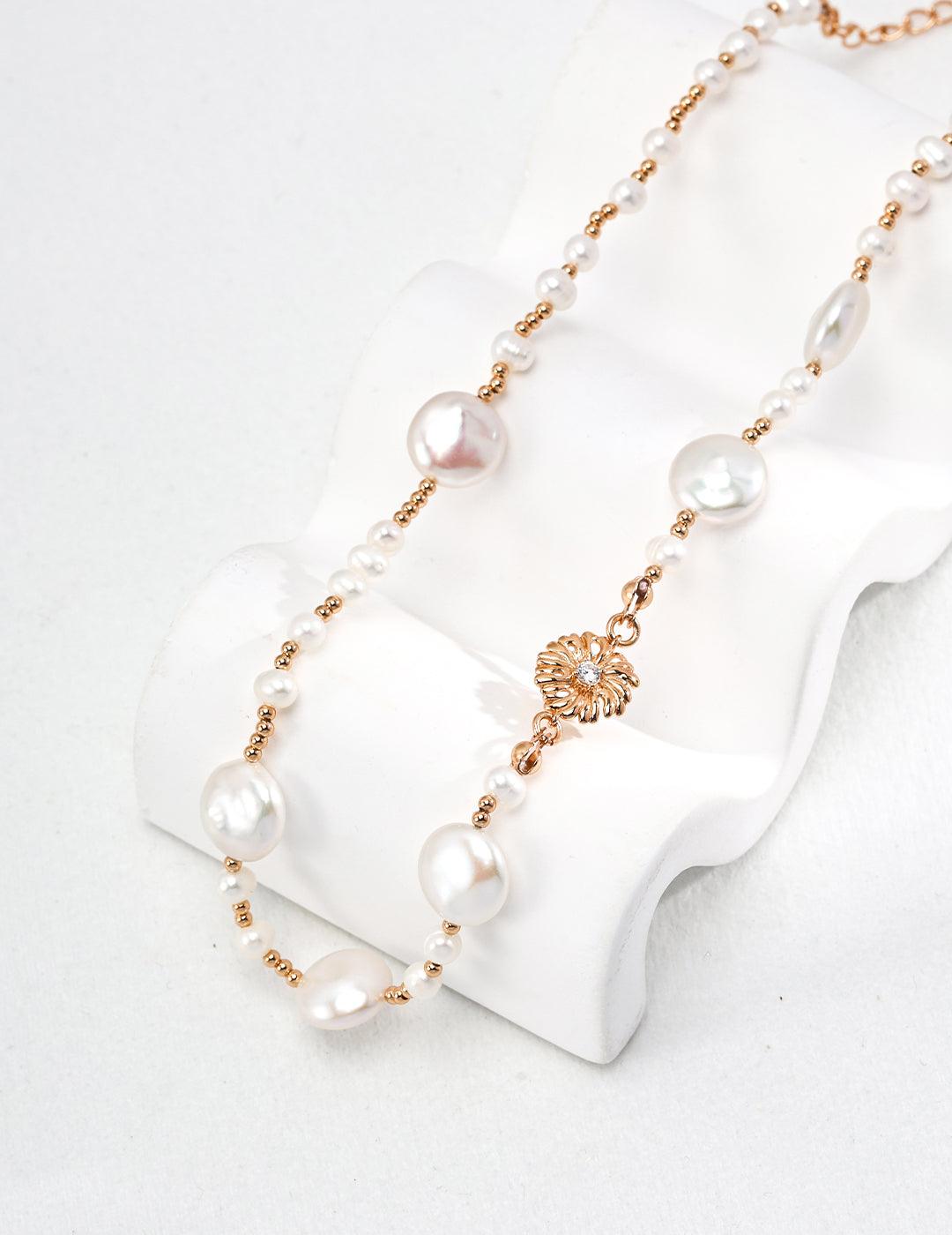 Flat Freshwater Pearl Chain Necklaces - Gembea Jewelry