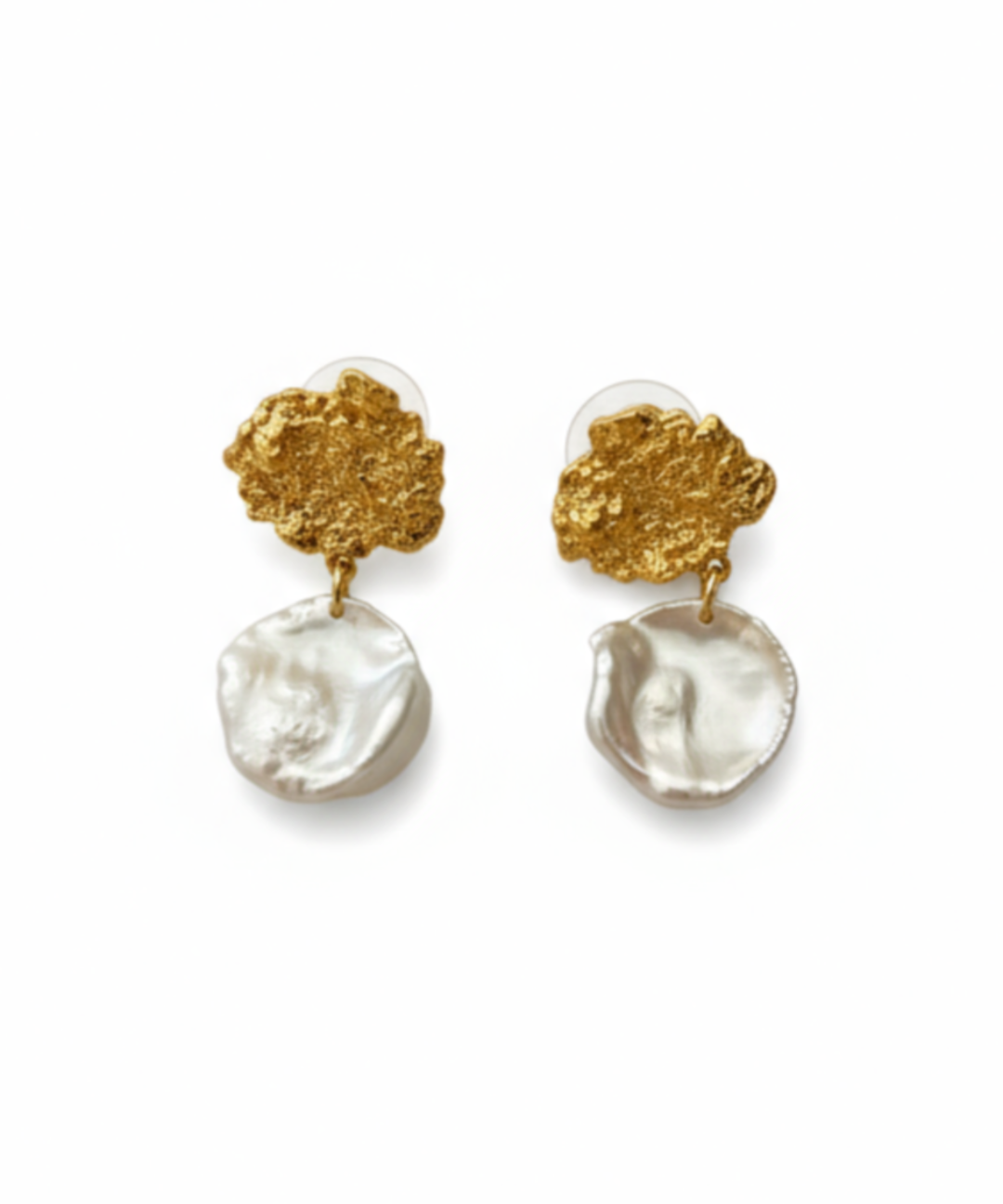 Foil Petals Baroque Pearl Drop Earrings gembea jewelry