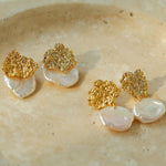 Foil Petals Baroque Stud Earrings - Gembea Jewelry