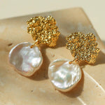 Foil Petals Baroque Stud Earrings - Gembea Jewelry