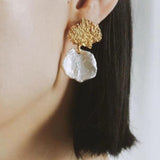 Foil Petals Baroque Stud Earrings - Gembea Jewelry