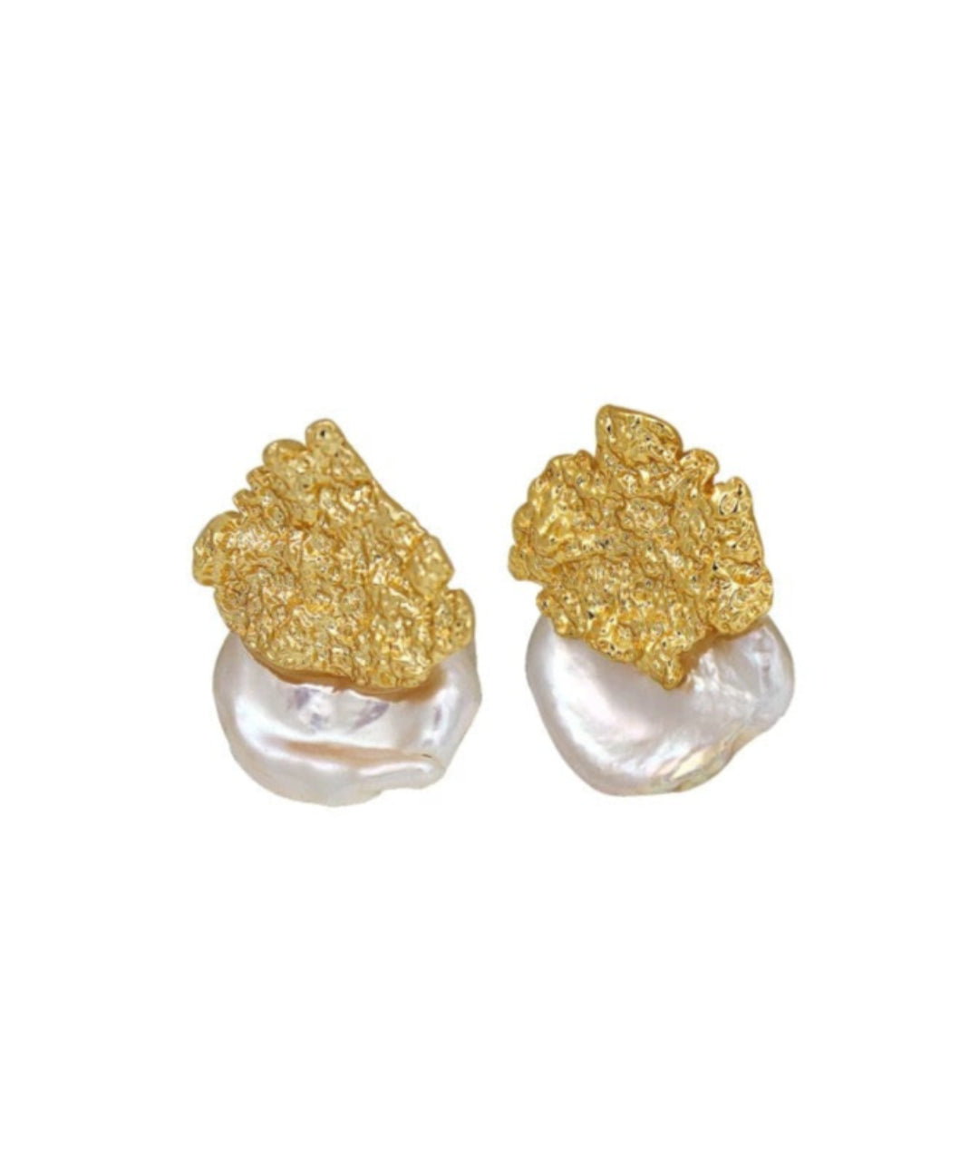 Foil Petals Baroque Pearl Stud Earrings GEMBEA JEWELRY