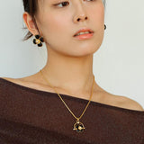 Four Leaf Clover Black Agate Crystal Necklaces - Gembea Jewelry