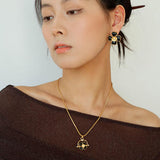Four Leaf Clover Black Agate Crystal Necklaces - Gembea Jewelry