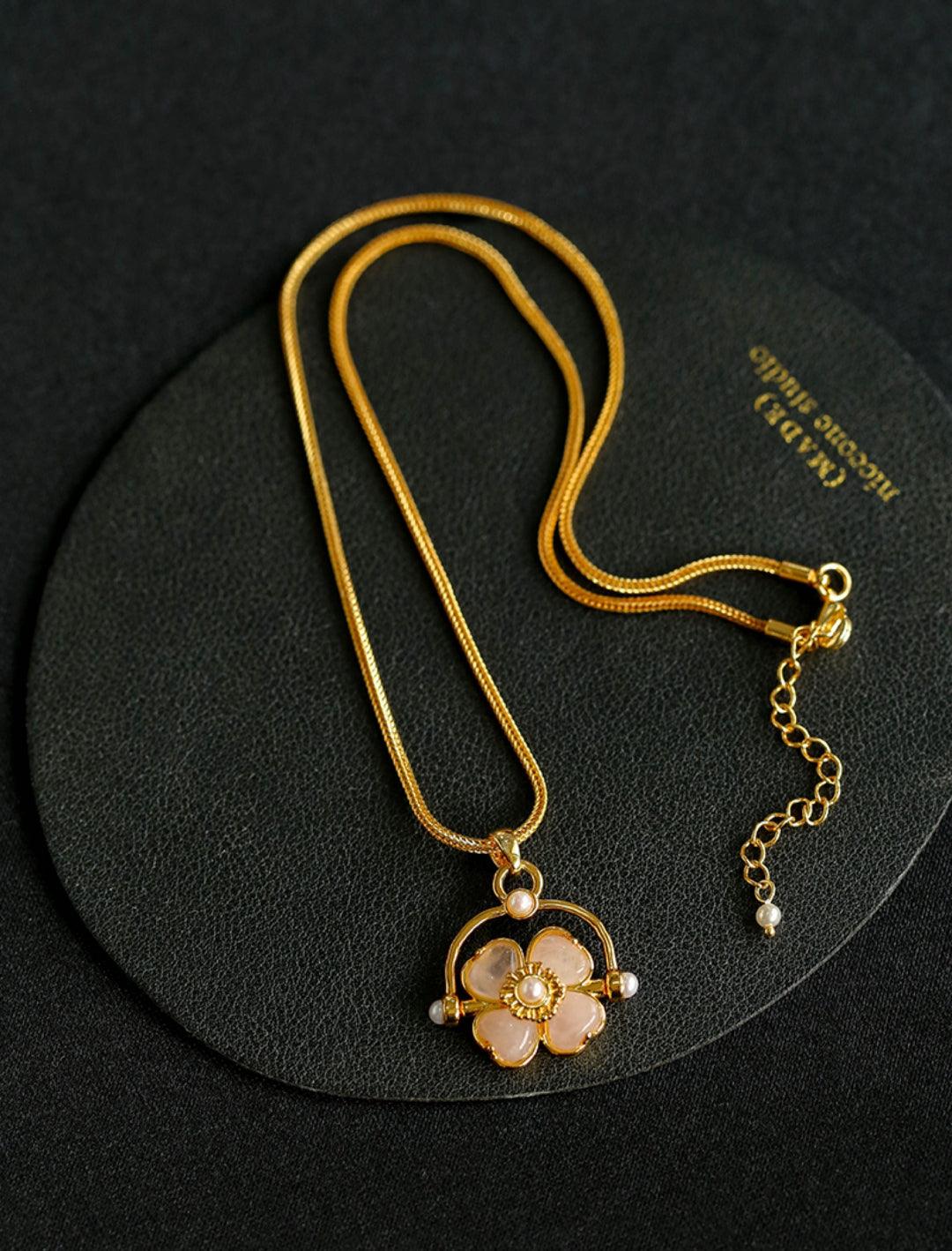 Four Leaf Clover Black Agate Crystal Necklaces - Gembea Jewelry