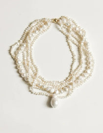 French Style Natural Baroque Pearl Multilayer Necklace gembea jewelry
