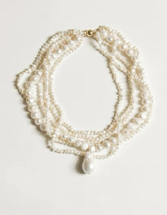 French Style Natural Baroque Pearl Multilayer Necklace gembea jewelry