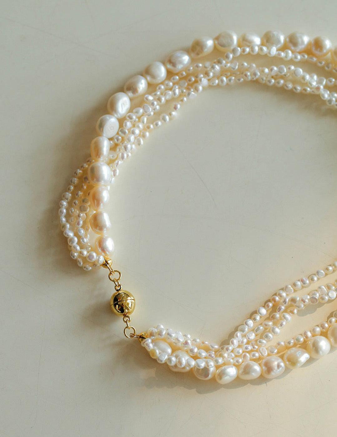 French Style Natural Pearl Baroque Multilayer Necklace - Gembea Jewelry
