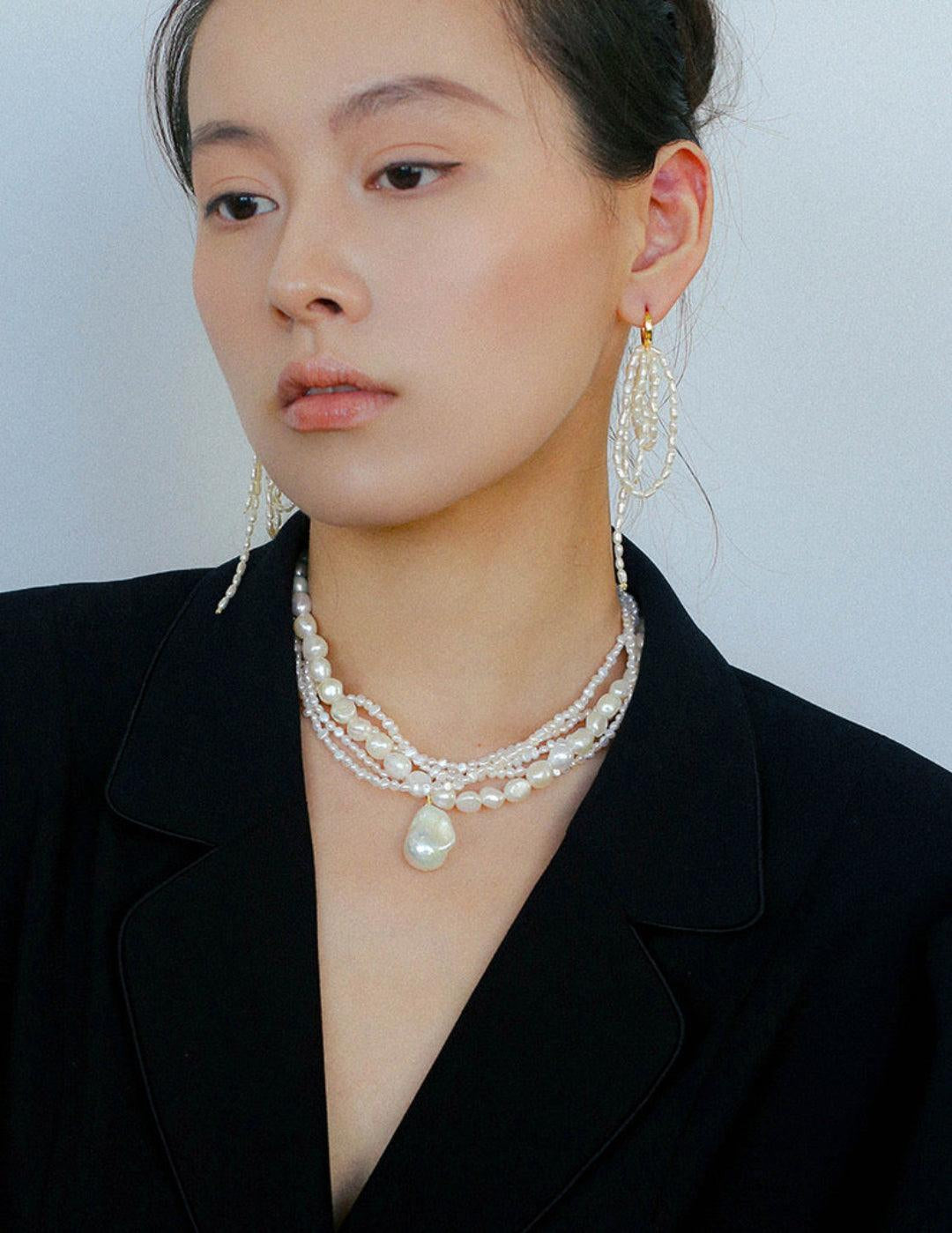 Vintage French Natural Pearl Baroque Earrings - Gembea Jewelry