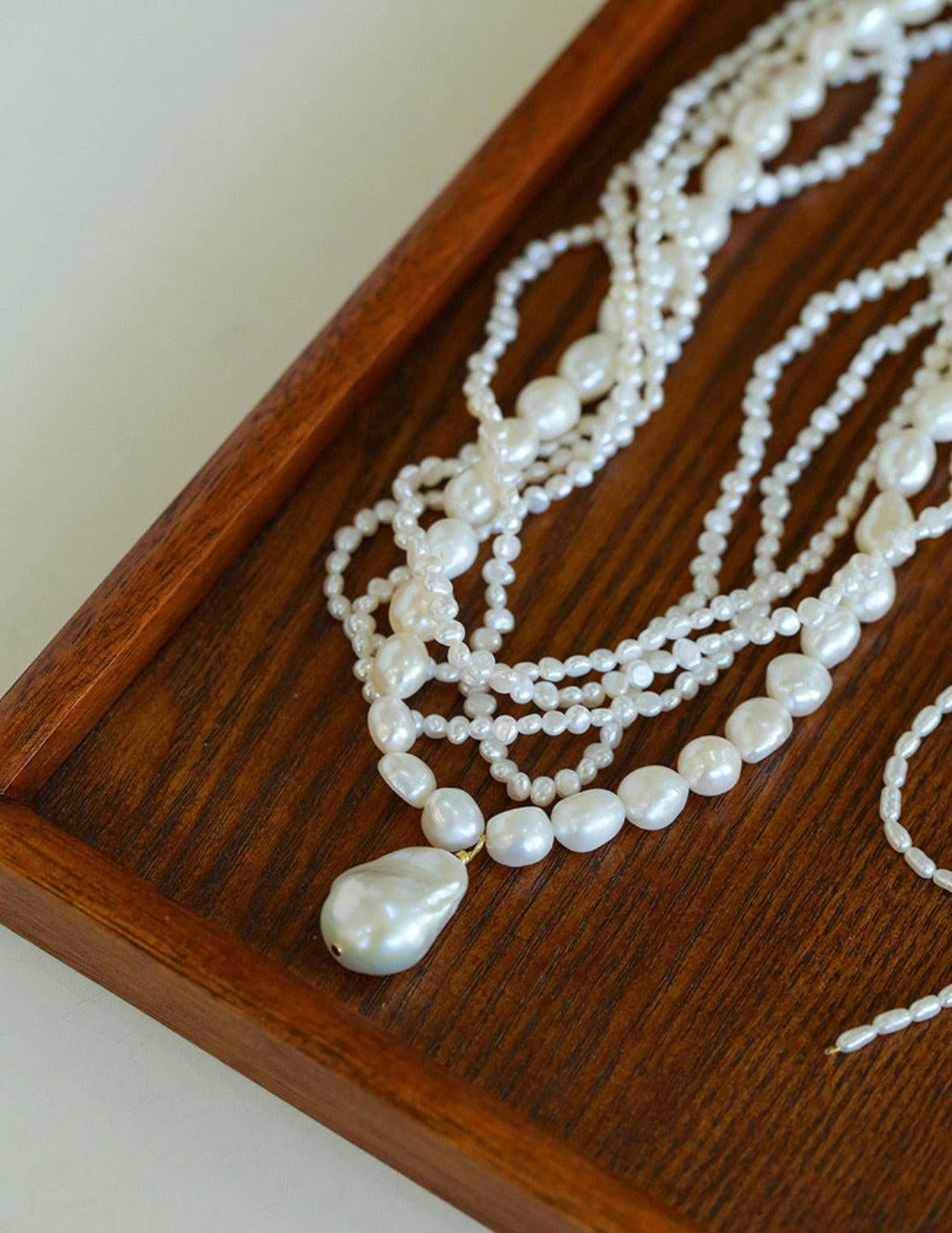 French Style Natural Pearl Baroque Multilayer Necklace - Gembea Jewelry