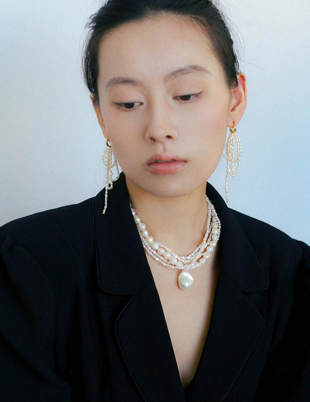 French Style Natural Pearl Baroque Multilayer Necklace - Gembea Jewelry