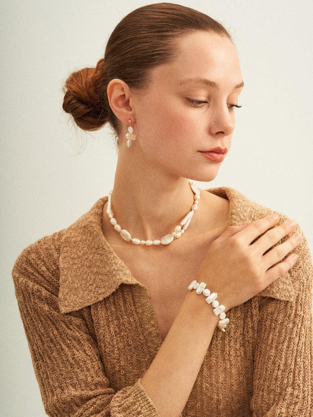 French Style Round Baroque Pearl Choker Necklace - Gembea Jewelry