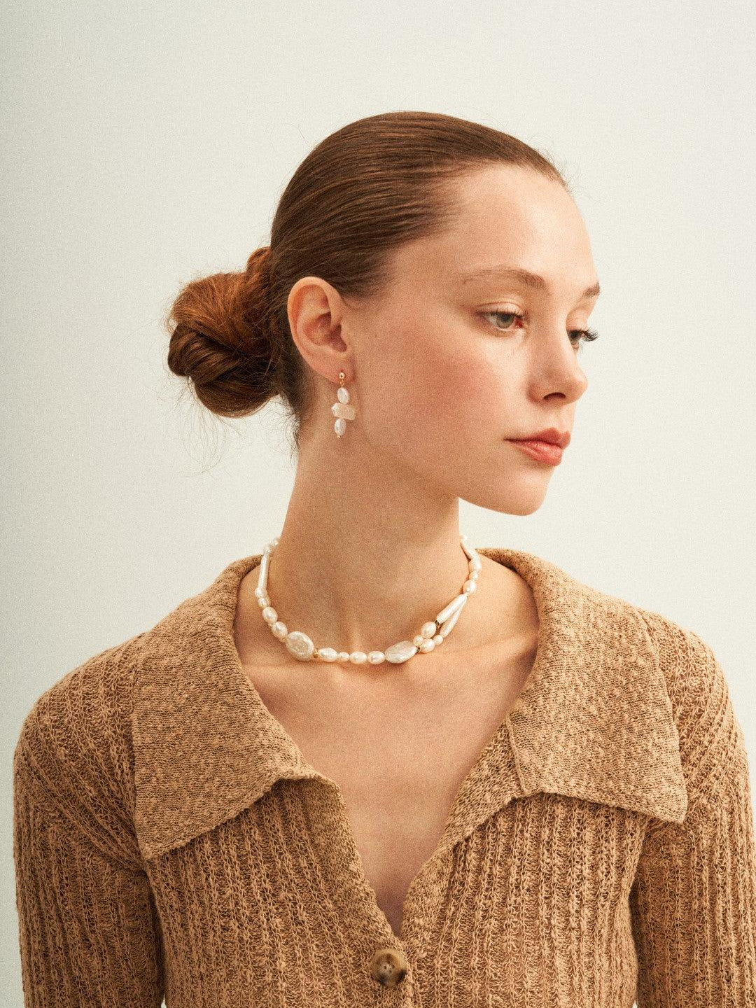 French Style Round Baroque Pearl Choker Necklace - Gembea Jewelry