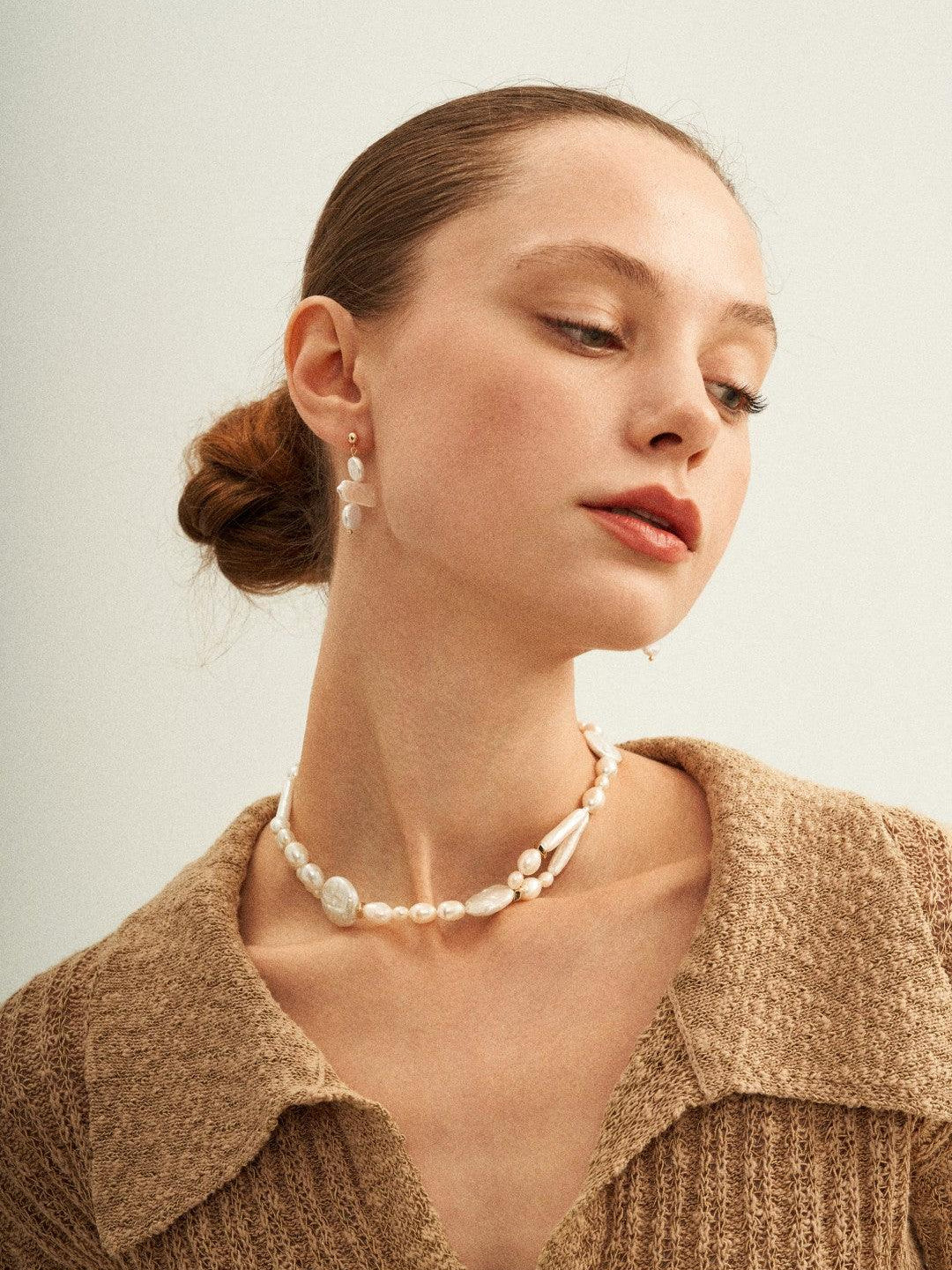 French Style Round Baroque Pearl Choker Necklace - Gembea Jewelry