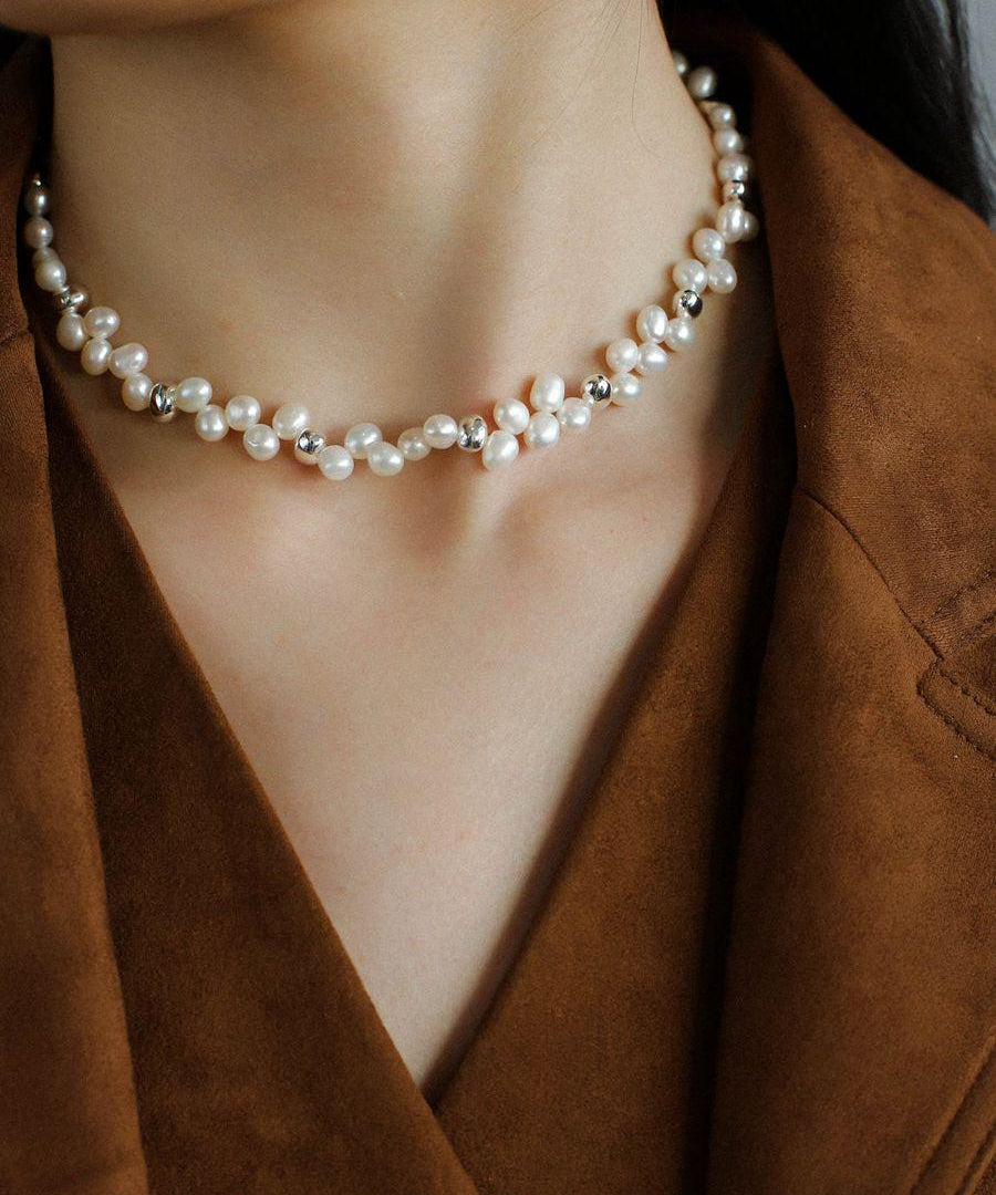 French Wheat Elegance Pearl Necklace gembea jewelry