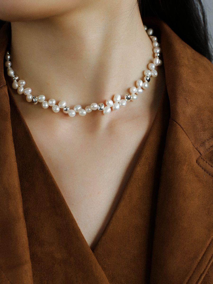French Wheat Elegance Pearl Necklace gembea jewelry